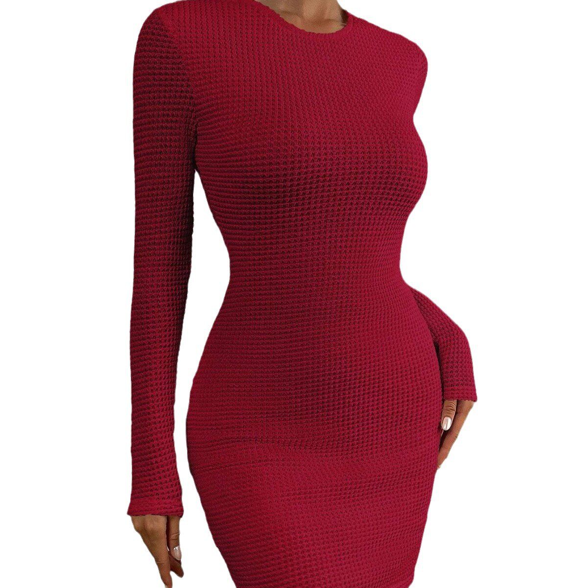 Red Bodycon Dress for Women High Waist Slim Fit Backless Round Neck Spring Summer Fashion Wholesale Available