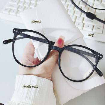 Literary round frame anti-blue light glasses women's foreign trade cross-border quick sale flat frame trend retro myopia frame wholesale