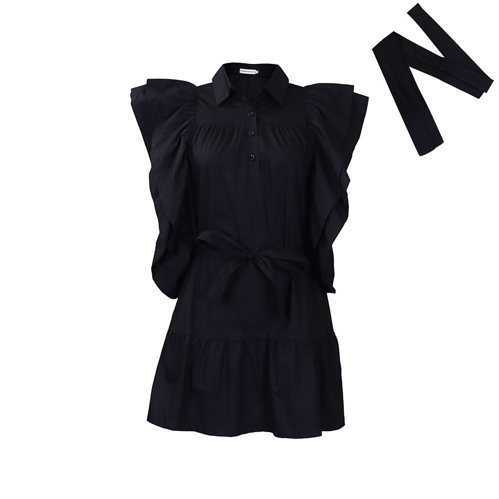 Plus Size Womens A Line Dress Fashion Lapel Collar Flutter Sleeves Comfortable Fabric Casual or Party Wear
