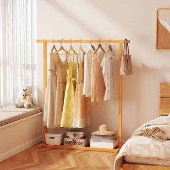Coat Rack Drying Rack Floor Bedroom Hanger Solid Wood Household Vertical Clothes Storage Rack Indoor Simple Wooden
