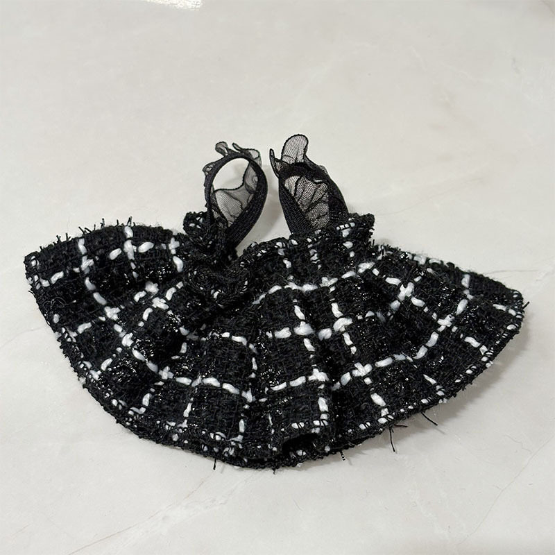 可爱迷你帆布包毛绒玩偶格子包西高地公仔扭棒小狗配饰格子裙娃衣