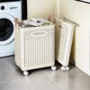 Foldable Dirty Clothes Basket Cart Storage Dirty Clothes Basket Large Capacity Household Bathroom Bathroom Dirty Clothes Storage Basket