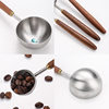 Cross-border 304 stainless steel coffee bean measuring spoon walnut wooden handle food scale spoon fruit powder milk tea powder seasoning spoon