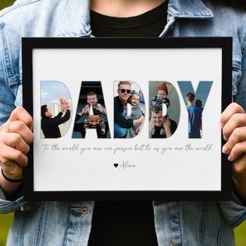 Etsy Hot Selling Pod Cross-Border Father's Day Gift Daddy Wooden Photo Frame Photo Collage to Picture One Piece Customized
