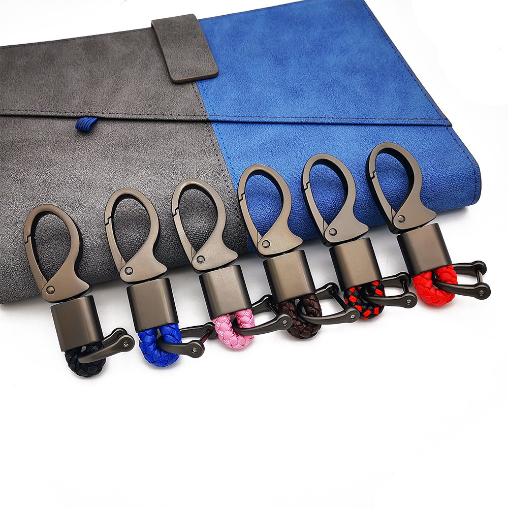 Car Keychain Lobster Pliers Simple Hardware Accessories Laser Laser Pattern Braided Rope Horseshoe Buckle Car Keys