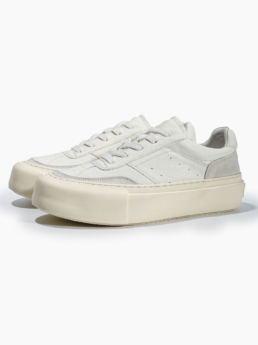 Giày sneaker nam da thật đế dày kiểu Âu phong cách tối giản — Màu đen, Màu trắng
