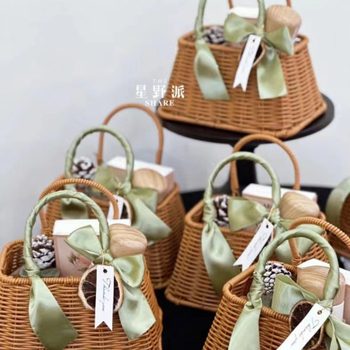 Storage Small Basket Accompanied Gift Cotton Rope Woven Storage Blue Imitation Vine Plastic Woven Fruit Vegetable Picnic Scallion Ginger Garlic