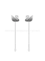 Gradient black swan white gold earrings