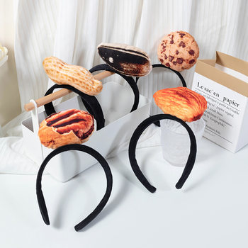 Tiktok Creative Realistic Food Nut Headband Influencer Style Sound-Making Funny Dried Fruit Headband Sunflower Seed Peanut Hair Accessory