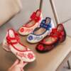 Children's Embroidered Shoes Girls' Hanfu Shoes 2023 New Chinese Style Round Toe Girl's Performance Soft-soled Ancient Dress Dance Shoes