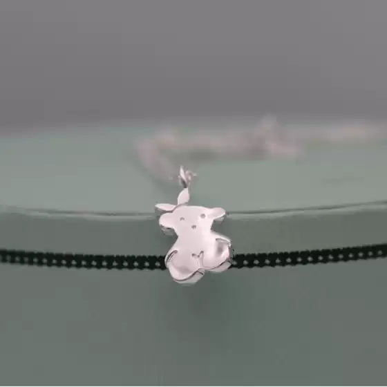 Simple Bear, S925 Silver Niche Elegant European and American Cross-border Women's Cute Bear Silver Necklace