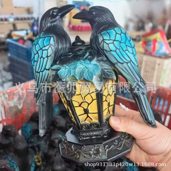 Трансграничный новый Ворон в готическом стиле на фонаре акрилового цвета Halloween crow light Изображение 1