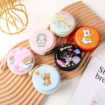 New New Year Tinplate Coin Purse, Coin and Earphone Bag, Christmas and New Year Event Gifts, Creative Round Storage Box