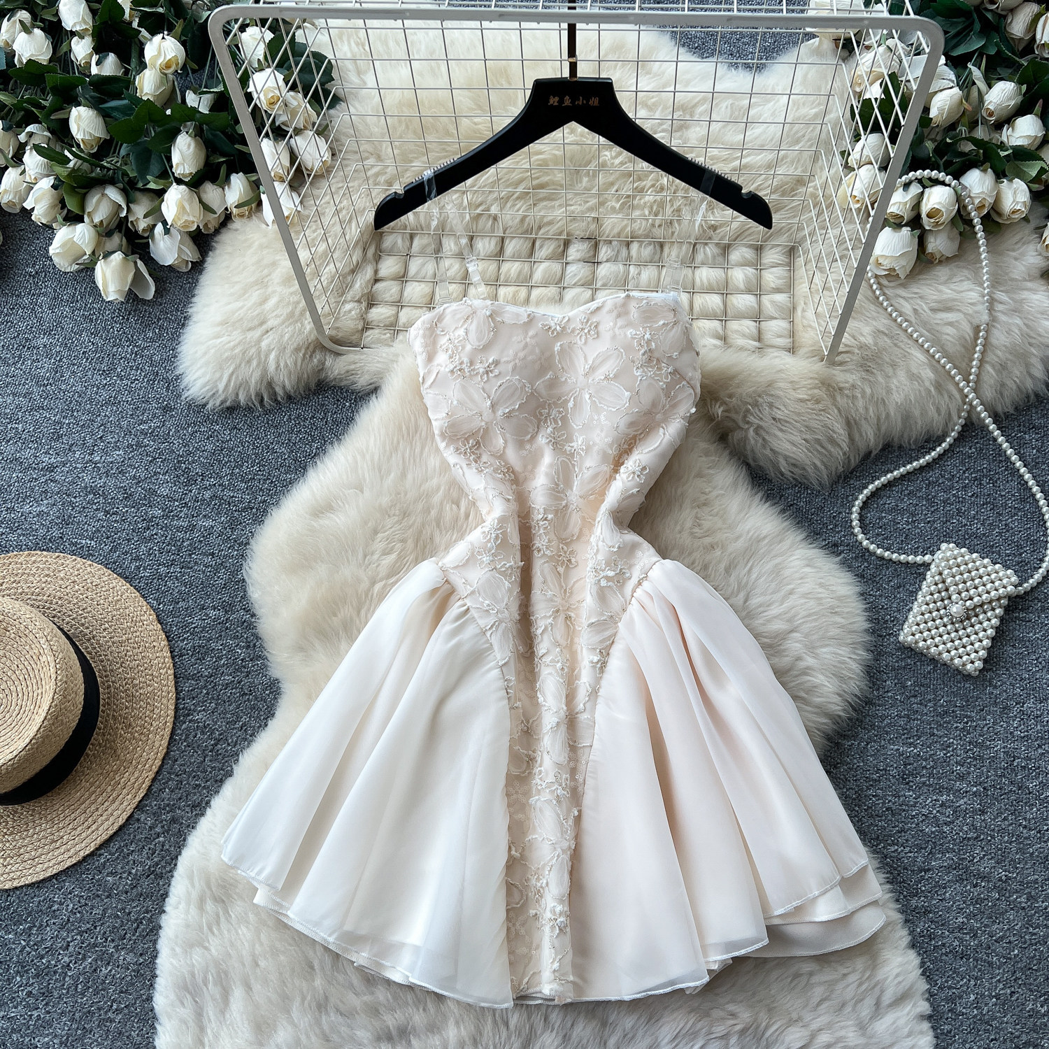 White Strapless A Line Dress for Women High Waist Slim Fit Lace Puff Skirt Summer Formal Wear Wholesale Available