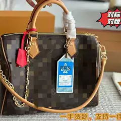 Louis Vuitton Speedy 30 Pillow-Shaped Monogram Travel Bag, Boarding Pass Keychain, Shoulder Bag, Handbag, Crossbody Bag, Lv