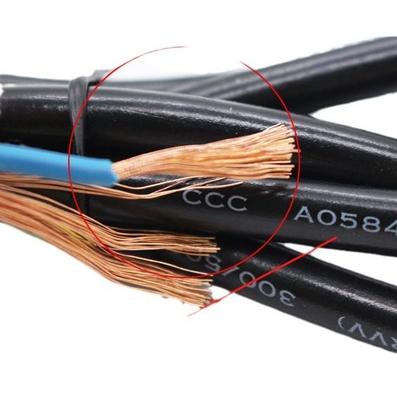 3-core national standard pure copper 3*0.75 square three plug Wire 1/1.5/2/3 m three-hole connecting line bare tail