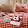 Cartoon Childlike Towel Embroidered Milk Velvet Four-Piece Set Winter Thickeneded Baby Velvet Flannel Fleece-Lined Bedding Three-Piece Set