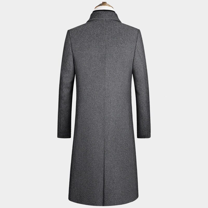 Mens Wool Blend Overcoat Mid Length Thickened Suit Collar Warm Fabric Autumn Winter Fashion Wholesale Available