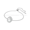 Octagonal swan white diamond platinum bracelet