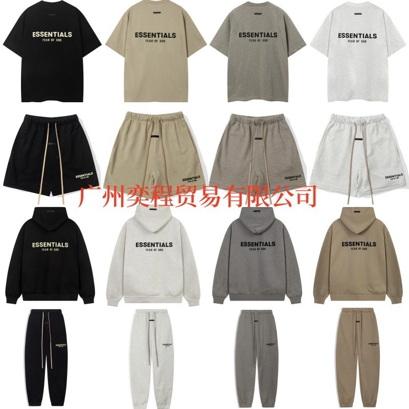 เสื้อสเวตเตอร์ทรงหลวม ซับในผ้าฟลีซ พร้อมฮู้ด แบรนด์ Fogicon Essentials ชุดเสื้อผ้าแนวแฟชั่น สำหรับผู้ชาย ขาสั้น แขนสั้น