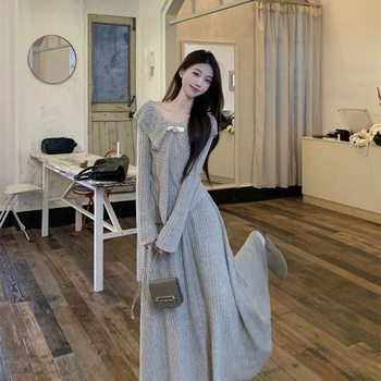 French Suit, Irregular Temperament Knitted Top, High-Waisted Skirt, Women's Spring and Autumn Two-Piece Set, High-End and Slimming