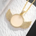 Wings photo frame necklace--gold