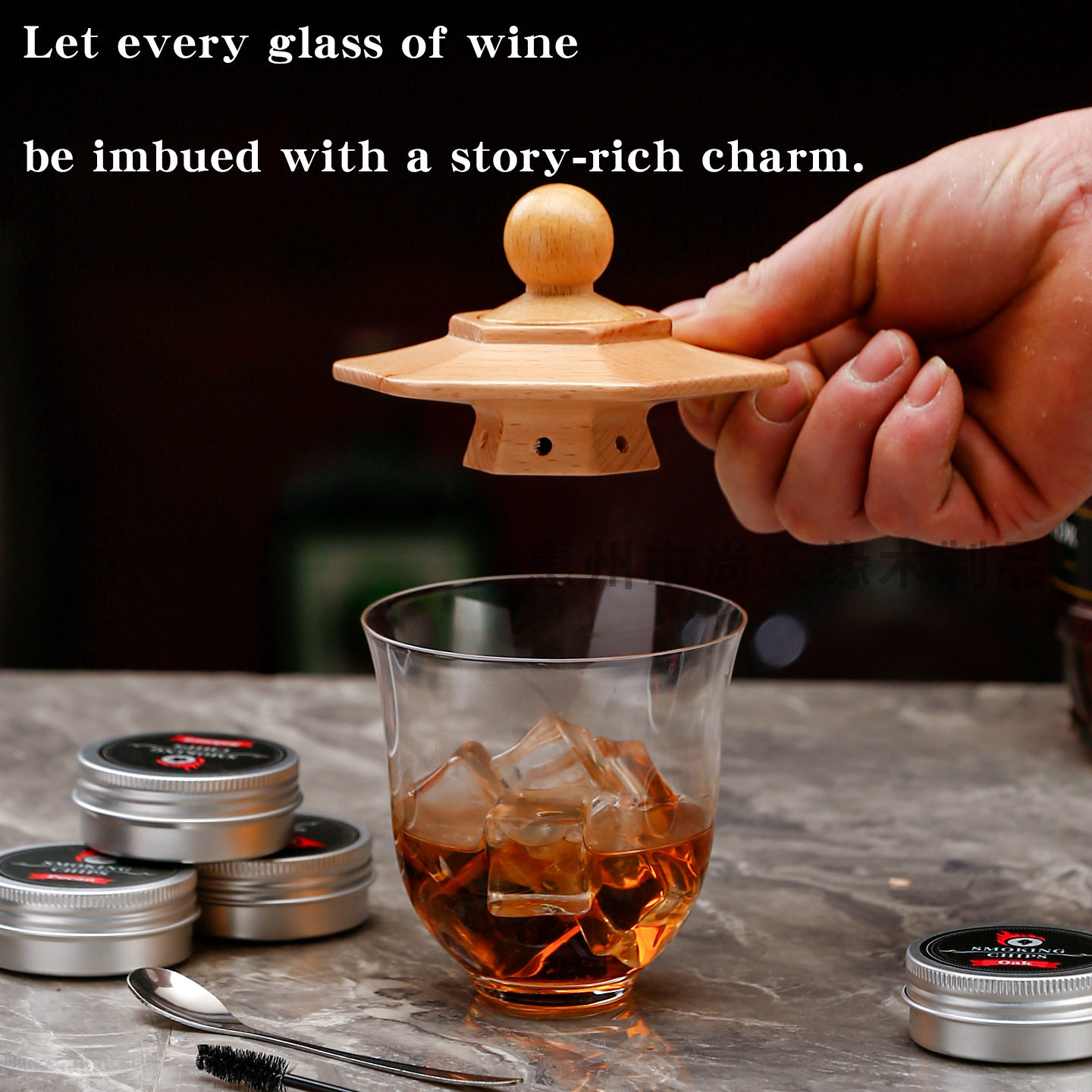 Whiskey Smoker, Cocktail Ice Stone Smoker, Bartending Tools, Fruit Wood Chip Smoker Set