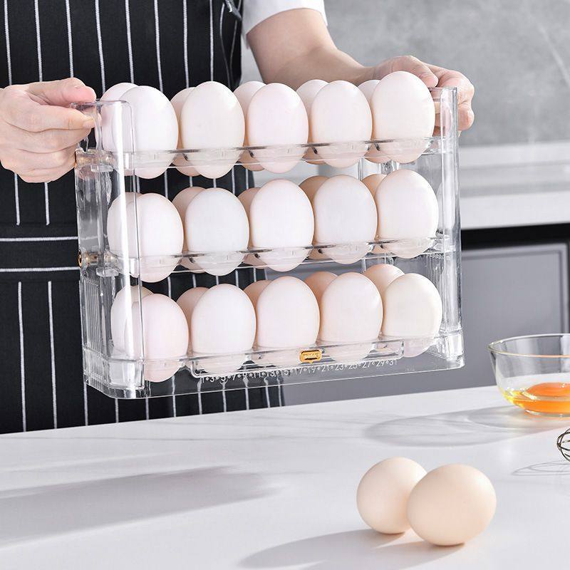 Refrigerator Side Door Special Reversible Egg Tray Kitchen Organizer Egg Rack Three-Layer Storage Rack Egg Storage Box