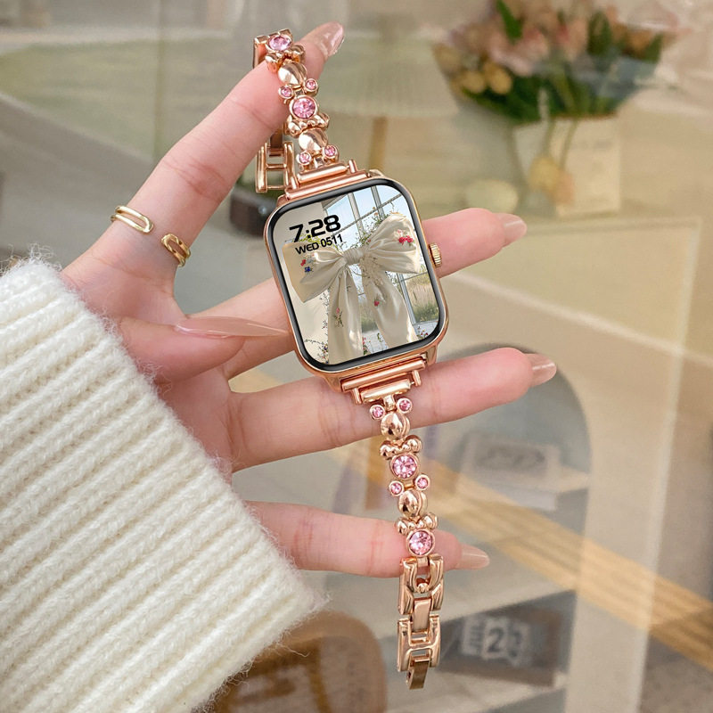 女士智能手表多功能高颜值优雅珍珠蝴蝶串珠蓝牙通话支付健康监测