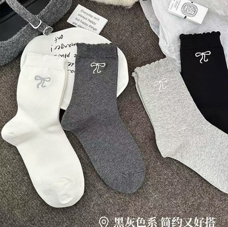 白色袜子女春夏季薄款ins潮纯色卡通学生运动短筒袜诸暨袜子批发
