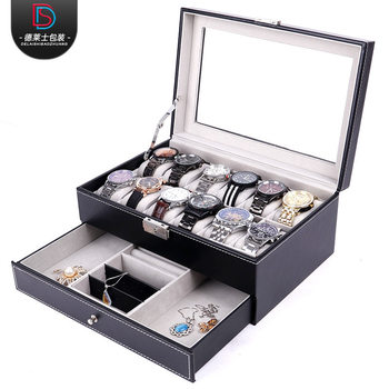 Deyi wholesale PU leather double-layer jewelry box window 12-bit watch box jewelry box jewelry storage box
