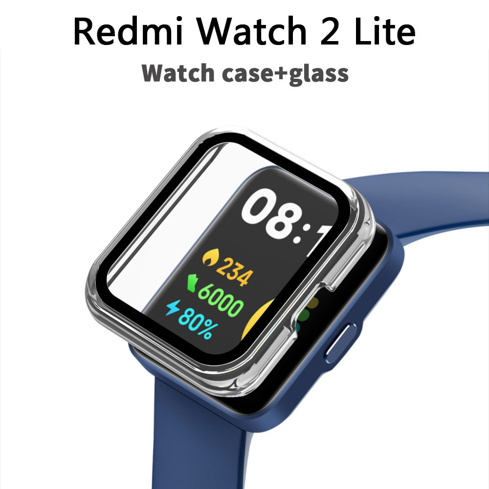 Suitable for Redmi Watch2 Lite Overseas Version, Tempered Glass Integrated Case for Redmi Watch 2
