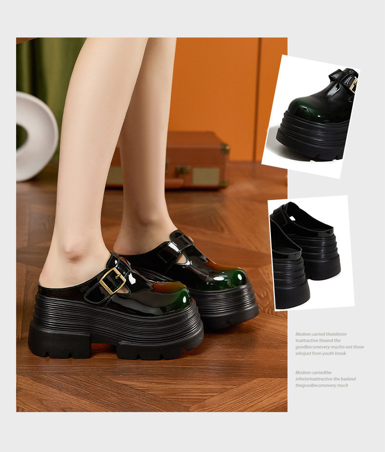 Dép sandal nữ quai chữ V đế dày phong cách Birkenstock — Đen, Đen đỏ, Đen xanh chi tiết 3