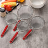 Stainless Steel Short Handle Binaural Mesh Leak Colander Creative Red Handle Flour Sieve Filter Spoon Mesh Kitchen Gadget
