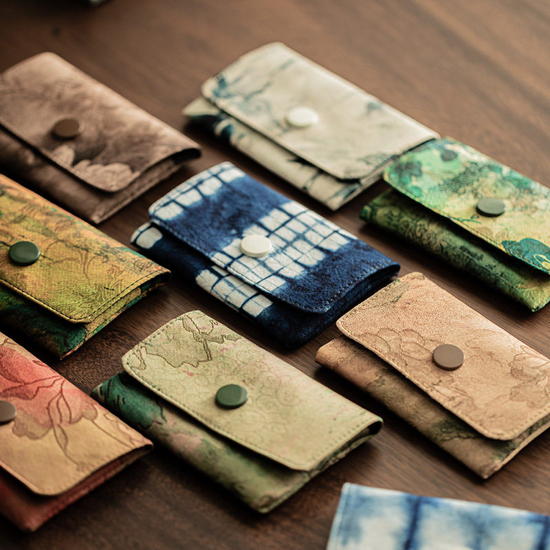 Chinese Style Fabric Tie-Dye Bank Card Holder Id Cosmetics Bag Women's Portable Multi-Card Slot Card Holder Ultra-Thin and Compact