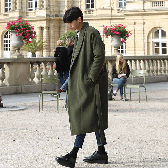 Mens Fashion Wool Blend Overcoat Mid Length Stylish Versatile Available in Various Thicknesses Winter Outerwear