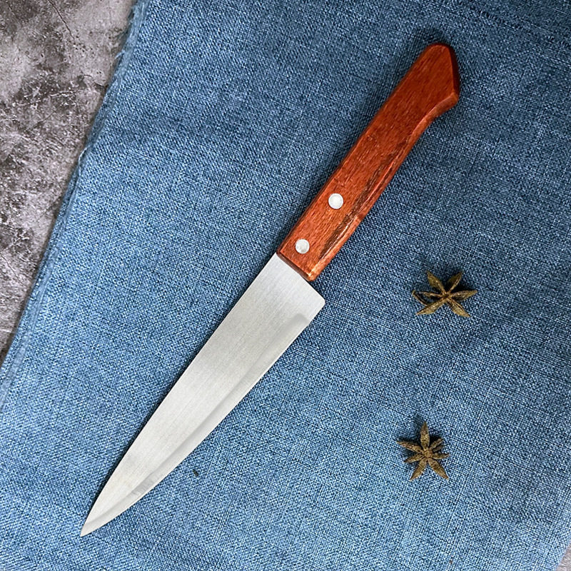 Foreign Trade Products Barbecue Tools Three-Piece Set Stainless Steel Kitchen Knife Single-Sided Suction Double-Sided Suction Wooden Handle Barbecue Fork Sharpening Stick