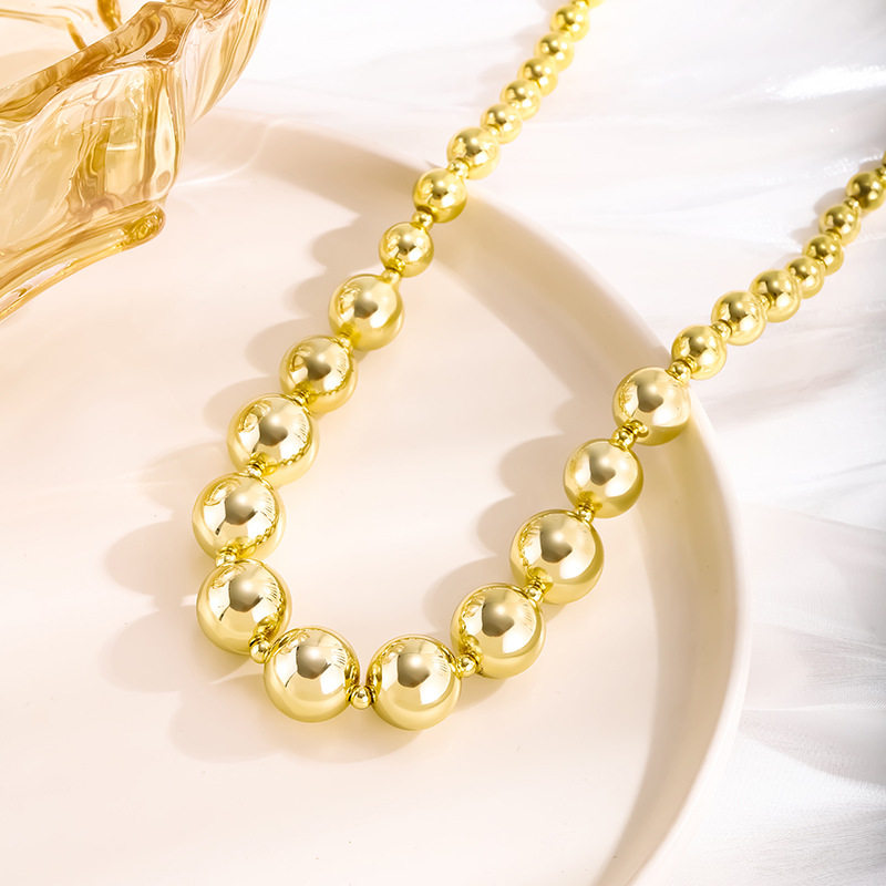 Europe and the United States cross-border wholesale titanium steel beaded necklace women do not fade fashion Joker trend high sense accessories pendant women