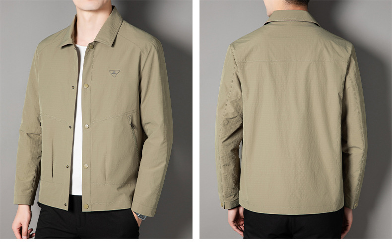 Áo khoác công sở nam cổ bẻ dáng ôm mẫu mỏng nhiều túi — Xanh Navy, Kaki