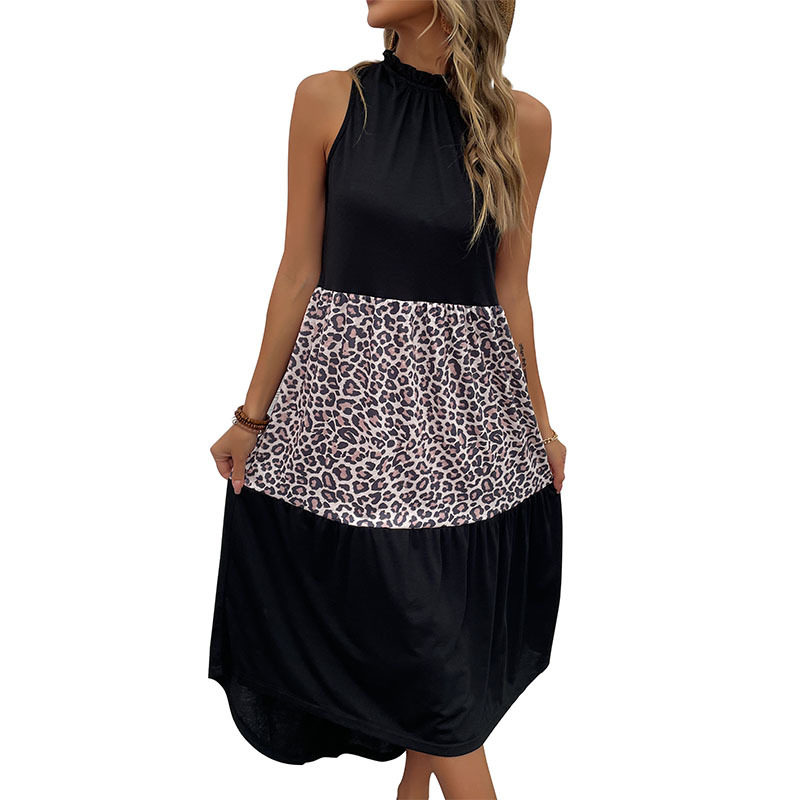 Sleeveless Leopard Print Bodycon Dress Summer Style European and American Fashion Perfect for Parties and Events