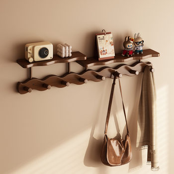 Coat Rack for Home Entrance, Simple Wall-Mounted Coat Hanger with Hooks for Bedroom, No-Installation Needed