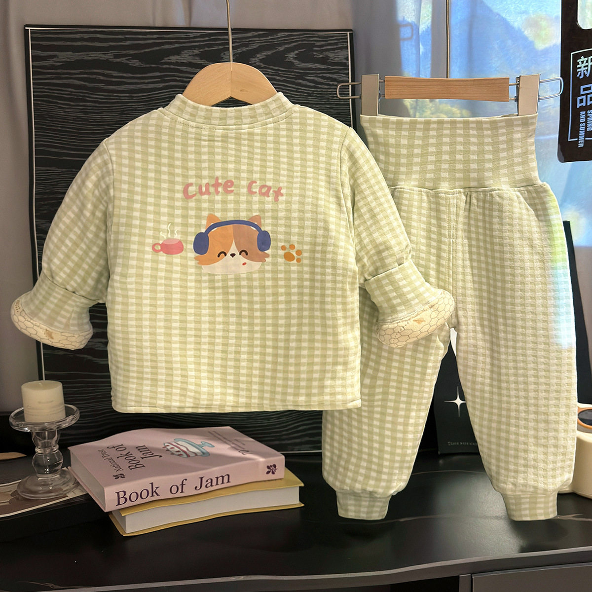 New Thickened Baby Thermal Cotton Jacket Set, Temperature-Sensing Winter Outerwear, High-Waist Belly-Protecting Outfit for Boys & Girls Babies