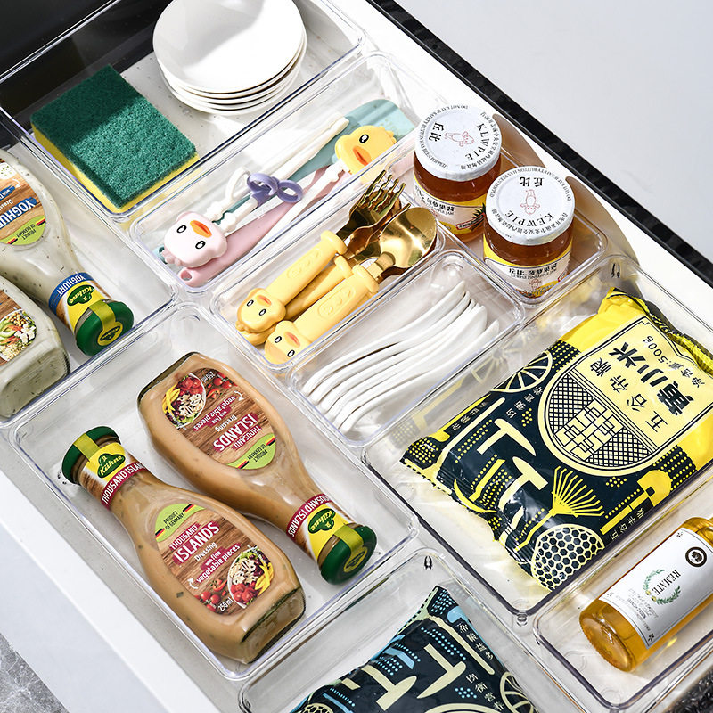 Free combination kitchen drawer partition box home finishing ps transparent plastic cosmetic drawer storage box
