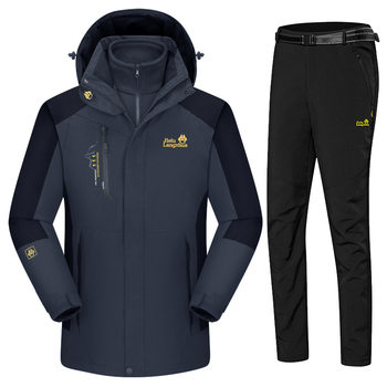 Wolf claw Jielu outdoor couple's jacket men's and women's three-in-one two-piece windproof warm detachable suit