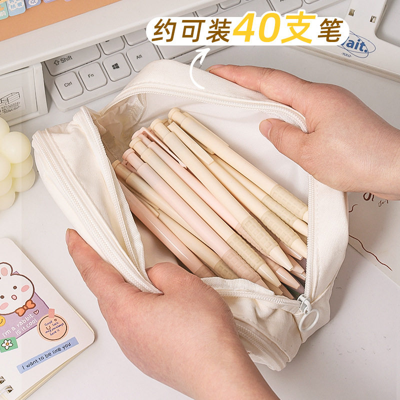 Cheese Bear Pencil Case Large Capacity High Aesthetic Niche Unpackaged Style Embroidered Girls' Stationery Box Storage