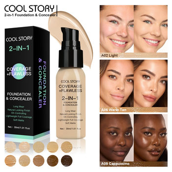 Coolstory Liquid Foundation Oil-Control Foundation Cream Concealer Long-Lasting Not Easy to Come Off Makeup European and American Contouring Liquid Cross-Border Makeup