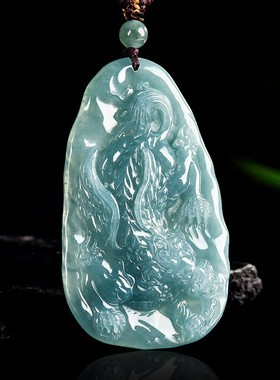 天然A货翡翠蓝水飞天貔貅吊坠冰种玉石通财士挂件女款玉坠四会