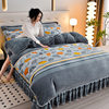Thickened Milk Velvet Four-Piece Set Single Double-Sided Velvet Bed Skirt Autumn and Winter Household Kit Live Hair