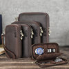 Vintage Crazy Horse Cowhide Four-position Watch Storage Box Handmade Travel Portable Square Genuine Leather Watch Box