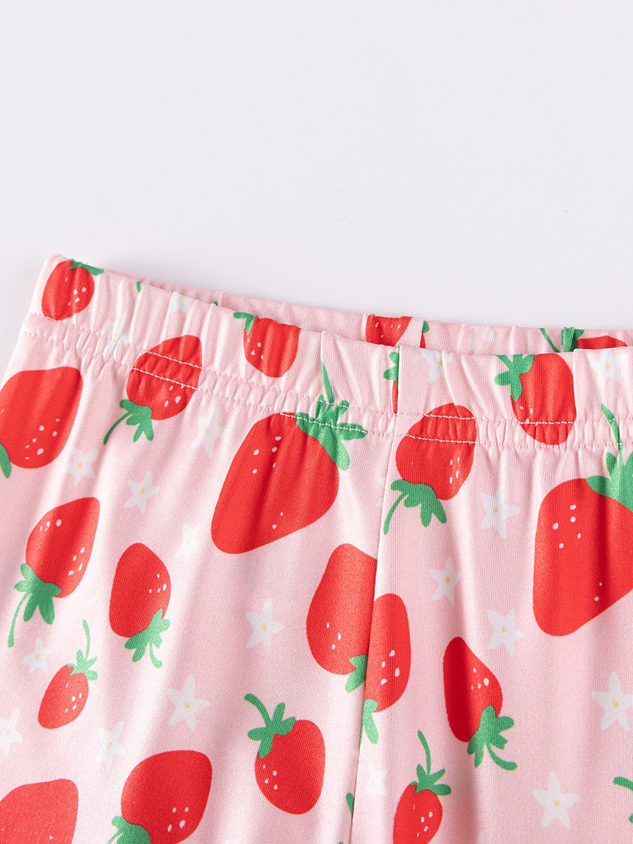 Girls' Autumn Long-Sleeve Set, Cute Strawberry Kids' Wear